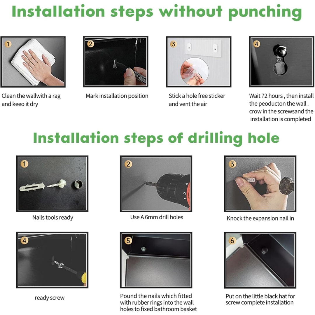 Soporte de pared para papel higiénico con estantes y compartimento para toallitas, soporte para papel higiénico con 2 rollos. - Imagen 6
