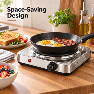 Hornillo Eléctrico de Acero Inoxidable con una Potencia de 1500W, Diseñado para Ofrecer Durabilidad y Eficiencia en su Cocina