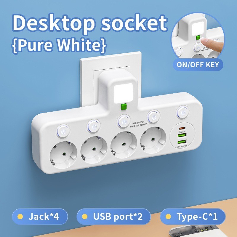 Adaptador de regleta multienchufe paneuropeo de 4 tomas (UE) con USB - Imagen 2