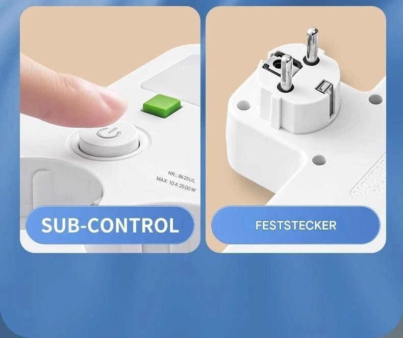 Adaptador de regleta multienchufe paneuropeo de 4 tomas (UE) con USB - Imagen 5