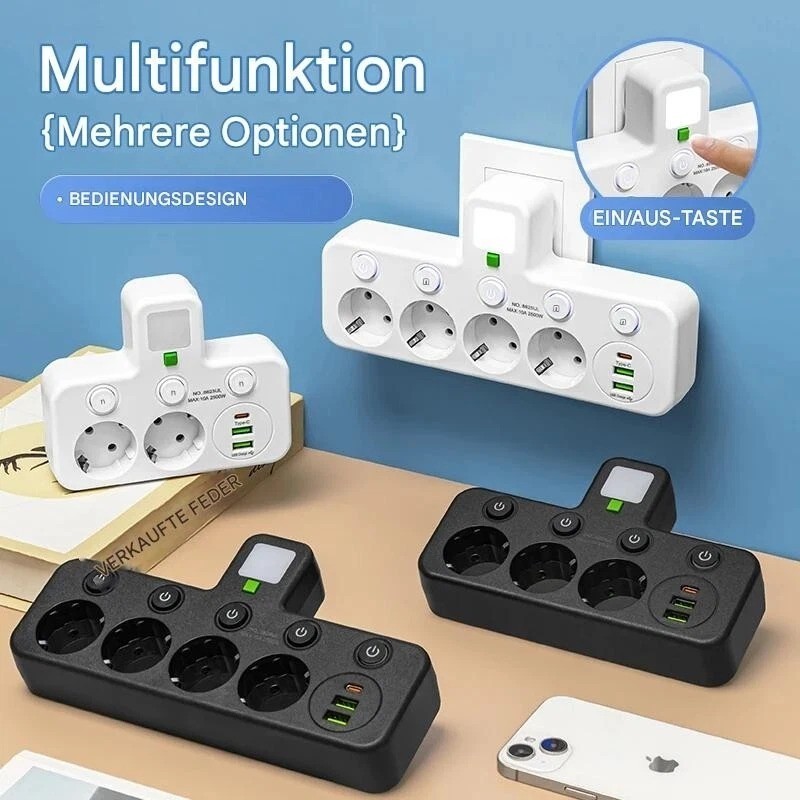 Adaptador de regleta multienchufe paneuropeo de 4 tomas (UE) con USB - Imagen 4