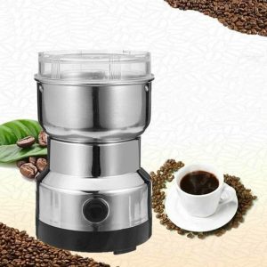 Molinillo de café eléctrico con cuchillas de acero inoxidable, molienda rápida en 10 segundos, tapa transparente, compacto, accionado por botón, para granos de café, cereales y especias.