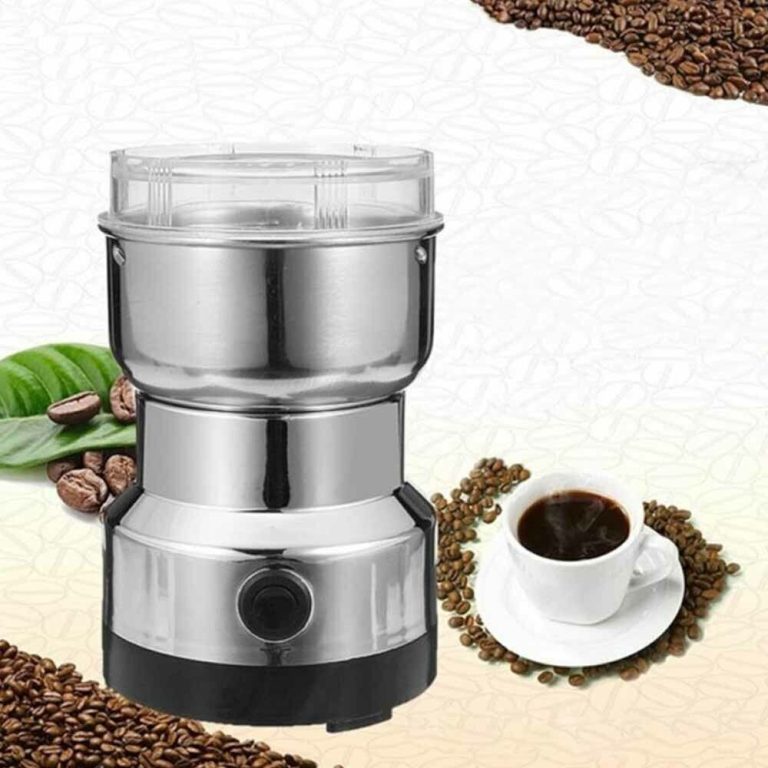 Molinillo de café eléctrico con cuchillas de acero inoxidable, molienda rápida en 10 segundos, tapa transparente, compacto, accionado por botón, para granos de café, cereales y especias.