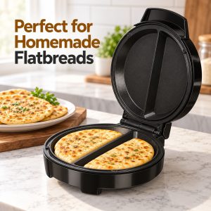 Esta máquina para tortillas de argón ofrece un rendimiento eficiente con una potencia de 1000 W, ideal para su uso doméstico.