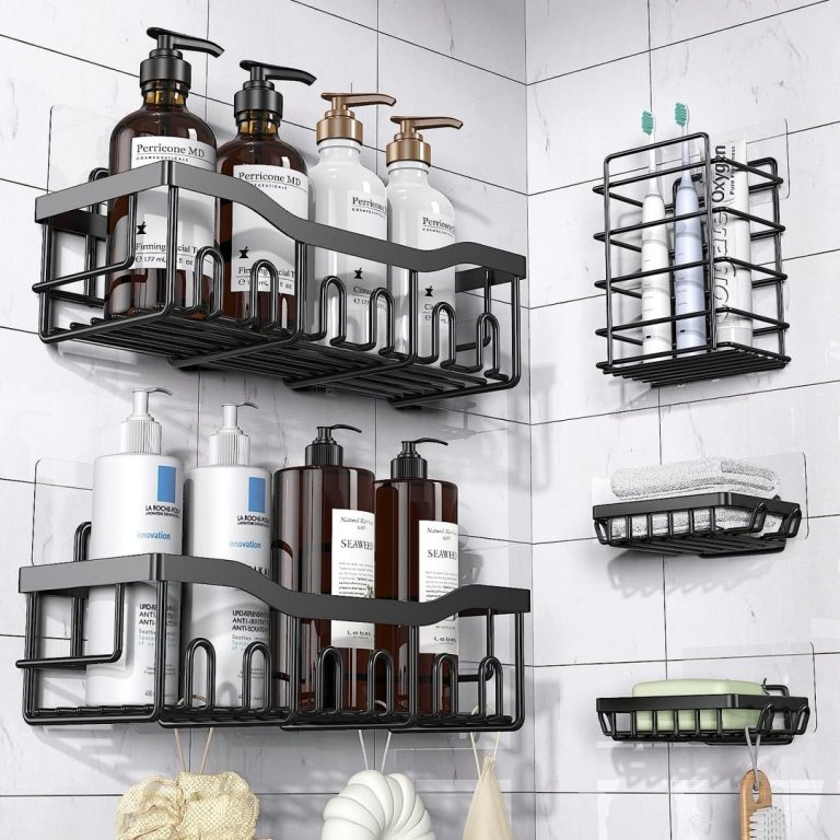 Juego de 5 organizadores de ducha para almacenamiento en cocina y baño, organizador de baño de acero inoxidable resistente a la corrosión de gran capacidad.