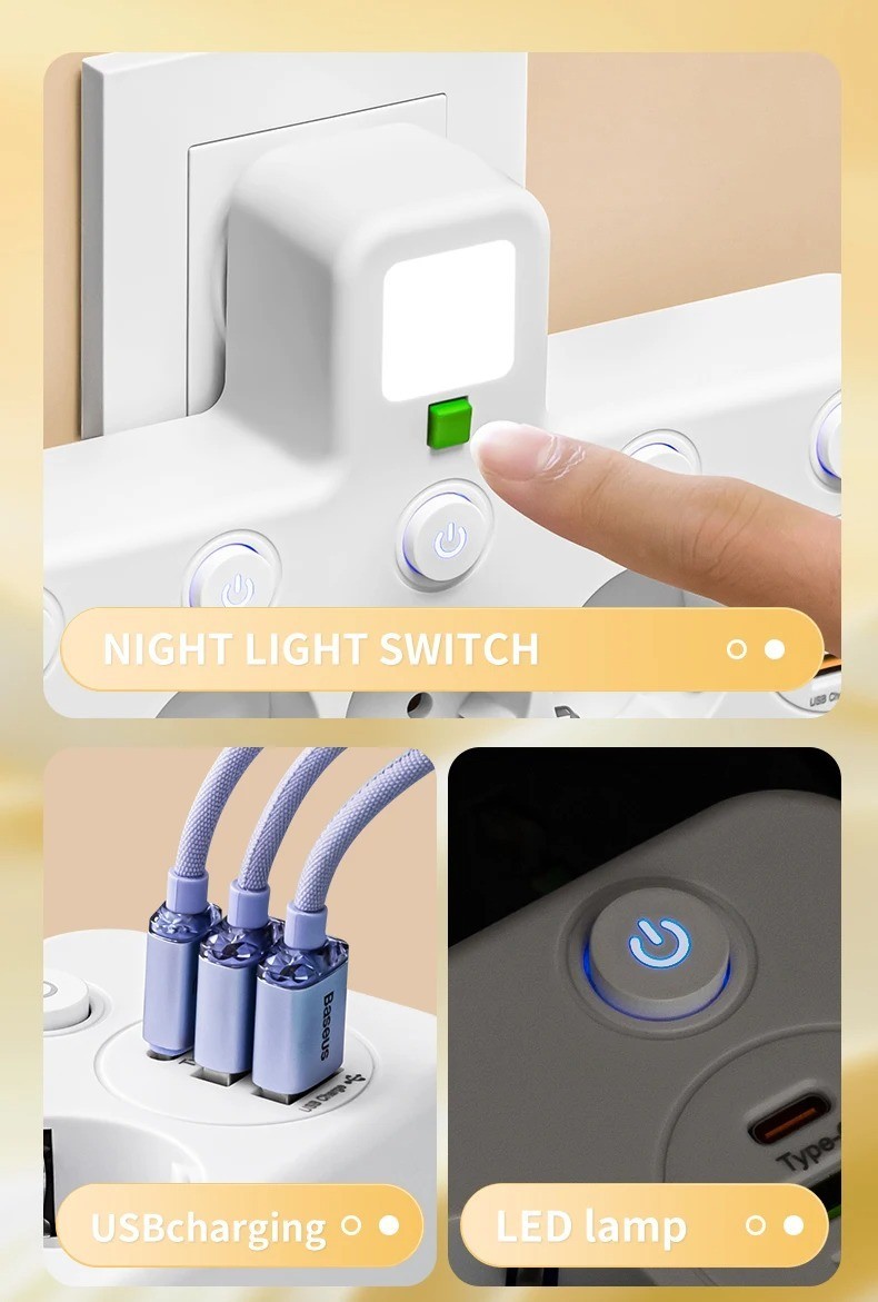 Adaptador de regleta multienchufe paneuropeo de 4 tomas (UE) con USB - Imagen 3